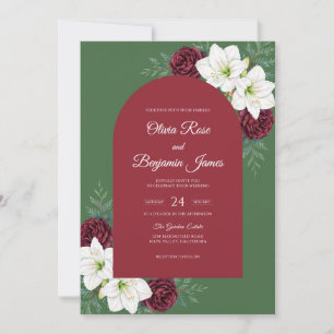 Invitation Mariage au lys olive bordeaux