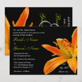 Invitation Mariage au lys orange (Devant / Derrière)