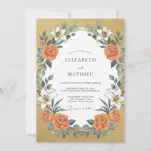 Invitation Mariage au Lys Orange Moutarde