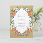 Invitation Mariage au Lys Orange Moutarde (Debout devant)