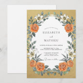 Invitation Mariage au Lys Orange Moutarde (Devant / Derrière)