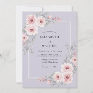 Invitation Mariage au Lys Rose Foncé de Pivoine