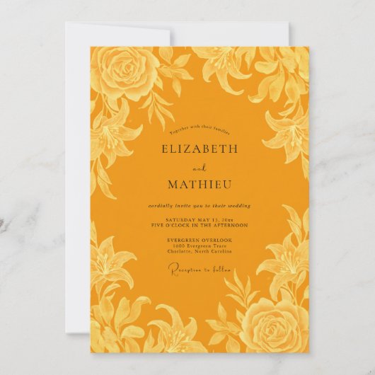 Invitation Mariage au Lys Saffron (Devant)