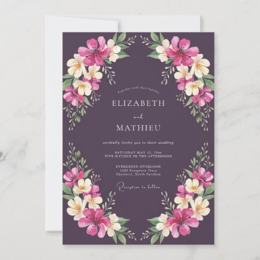 Invitation Mariage au lys violet profond (Devant)
