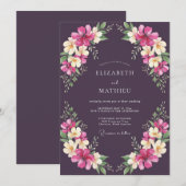 Invitation Mariage au lys violet profond (Devant / Derrière)