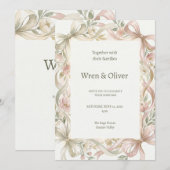 Invitation Mariage au Magnolia Rose (Devant / Derrière)