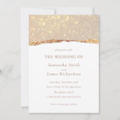 Invitation Mariage au marbre pailleté or blanc  (Devant)