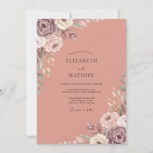 Invitation Mariage au Mauve Atténué Ranunculus Eucalyptus
