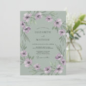 Invitation Mariage au Mint Anémone Lilas (Debout devant)