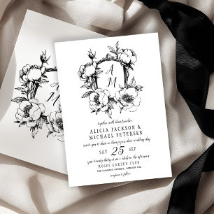 Invitation Mariage au monogramme baroque vintage