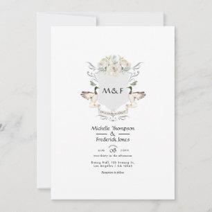 Invitation Mariage au monogramme de crête au bord du lac