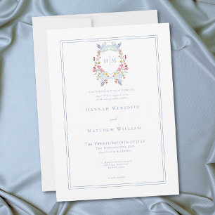 Invitation Mariage au motif de crête royale de fleur sauvage