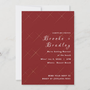 Invitation Mariage au motif diamant rouge profond