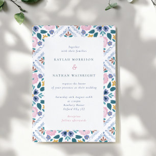 Invitation Mariage au motif floral grandmillénaire