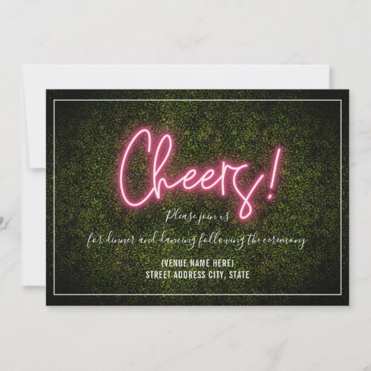 Invitation Mariage au Neon Boxwood Réception (Devant)