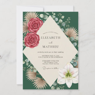 Invitation Mariage au palmier eucalyptus de la forêt cramoisi