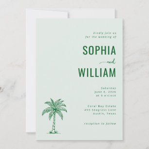 Invitation Mariage au Palmier Menthe Serein