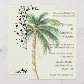 Invitation Mariage au palmier vert or tropical (Devant / Derrière)