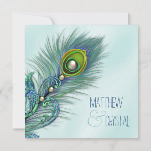 Invitation Mariage au paon bleu sarcelle et violet