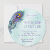 Invitation Mariage au paon bleu sarcelle et violet (Dos)