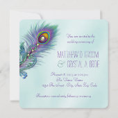 Invitation Mariage au paon bleu sarcelle et violet (Dos)