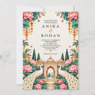 Invitation Mariage au Paon du Palais de Lotus