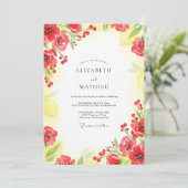 Invitation Mariage au Pavot Rouge et Citron (Debout devant)