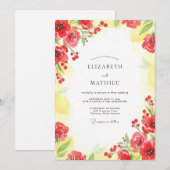 Invitation Mariage au Pavot Rouge et Citron (Devant / Derrière)