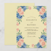 Invitation Mariage au Peach Azure Hydrangea Eucalyptus (Devant / Derrière)