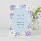 Invitation Mariage au Periwinkle Fleur d'Hydrangea Eucalyptus (Debout devant)