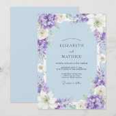 Invitation Mariage au Periwinkle Fleur d'Hydrangea Eucalyptus (Devant / Derrière)