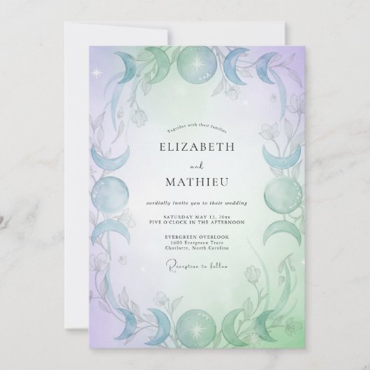 Invitation Mariage au Periwinkle Menthe Eucalyptus Céleste (Devant)