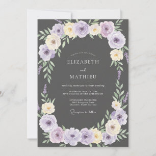 Invitation Mariage au Pétal de Lavande Charbon
