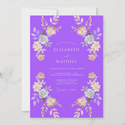 Invitation Mariage au pétale d'abricot violet (Devant)