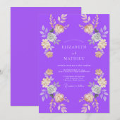 Invitation Mariage au pétale d'abricot violet (Devant / Derrière)