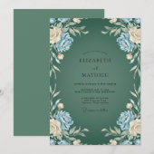Invitation Mariage au pétale d'azur forestier (Devant / Derrière)