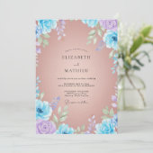 Invitation Mariage au pétale d'azur pêche (Debout devant)