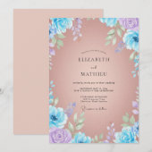Invitation Mariage au pétale d'azur pêche (Devant / Derrière)