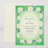 Invitation Mariage au pétale d'azure vert citron (Devant / Derrière)