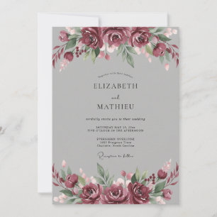 Invitation Mariage au pétale de baie d'ardoise