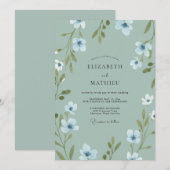 Invitation Mariage au pétale de céladon (Devant / Derrière)