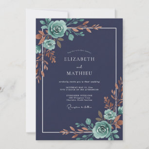 Invitation Mariage au pétale de cuivre de minuit