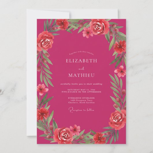 Invitation Mariage au pétale de framboise (Devant)