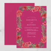 Invitation Mariage au pétale de framboise (Devant / Derrière)