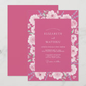 Invitation Mariage au pétale de fuchsia (Devant / Derrière)