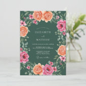 Invitation Mariage au pétale de fuchsia corail (Debout devant)