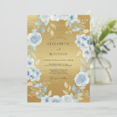 Invitation Mariage au pétale de glace doré (Debout devant)