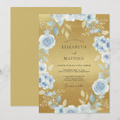 Invitation Mariage au pétale de glace doré (Devant / Derrière)