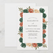 Invitation Mariage au pétale de jade rouillé (Devant / Derrière)