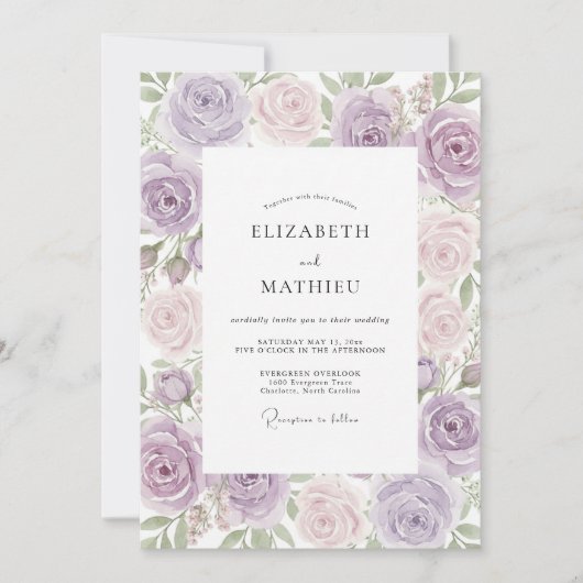 Invitation Mariage au pétale de lilas rose (Devant)